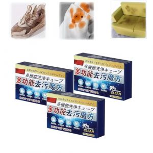 Lot de 3 boîtes de lavage actif aux enzymes biologiques - Tablettes de nettoyage multifonctions - Puissantes tablettes détachantes - Cube de décontamination multifonctionnel - Cube japonais universel (HONGHONGHUOH, neuf)