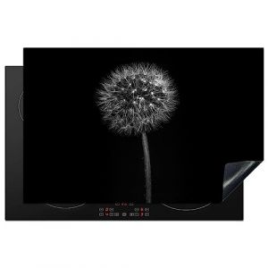 KitchenYeah&copy; Protege Plaque Tapis Pour Induction 81x52 cm Deco Cuisine Protection Vitroc&eacute;ramique Pour Cuisiniere Pissenlit - Noir - Fleurs - Botanique (KitchenYeah, neuf)