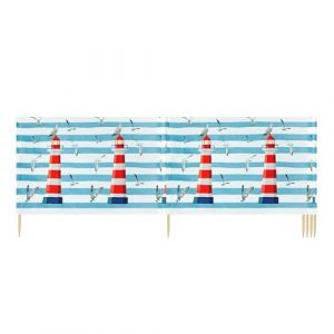 Ladeheid Paravent de Plage avec Poteau en Bois Accessoire Pratique de Plage LAEX001 (Phare, 6 m) (Hisert, neuf)