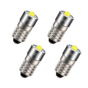 SOFOC 4pcs E10 Ampoule Torche LED 1V-9V 1.5V 3V 3.8V 4.5V 6V 6500K Blanc Froid DC pour Lampes de Poche Camping & Frontales Lampes de Poche Maintenance 1SMD 30% Plus Lumineux (Sofoc-EU, neuf)