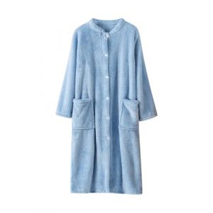 Flodxo Peignoirs Moelleux pour Femmes Chauds et Douillets Peignoir L&eacute;ger Robe de Chambre d'Hiver en Polaire Douce Manches Longues Boutonn&eacute;es Longs Cardigans avec Poches Robe de Chambre en Peluche Ours (JUNLEIJINGXUAN, neuf)