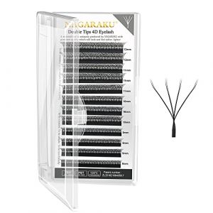 NAGARAKU Double Couche Extensions de Cils 4D WW Pr&eacute;fait Bouquet Russe Gagner du Temps Naturel L&eacute;ger en Noir Faux Cils Professionnel Premade Fan Eyelash Extensions Cils Extension (0.07mm C Curl 9mm) (NAGA Beauty, neuf)
