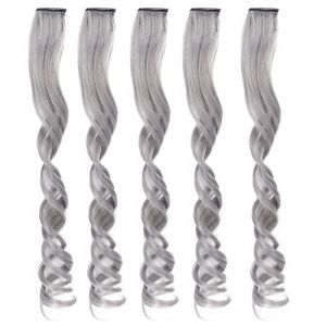 Extensions de cheveux colorées, extensions de cheveux colorées Accessoires ondulés bouclés, arc-en-ciel coiffure pour femmes filles pour les enfants (Lila) (Aoki Asche) (Rosa) (Weiße Teeasche) (Dargleo, neuf)