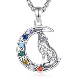 INFUSEU Collier Loup, Viking Pendentif Avec Celtique Loup Argent 925 Chakra Bijoux Animaliers À Offrir Une Femme (INFUSEU, neuf)