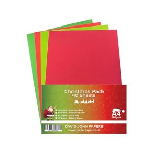 DJP Lot de 40 cartes de No&euml;l 160 g/m&sup2; - Rouge/vert - 10 feuilles de chaque couleur (Dustpic Ltd, neuf)