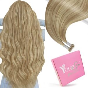 YoungSee Extension Nano Ring Extension a Froid Blonde Cendre Anneaux Extension Cheveux a Froid Blond Cendre Highlight 16 Pouces 40 Cm Extension à Froid Cheveux Naturel 50Brin/50G #P18/613 (YoungSee Europe, neuf)