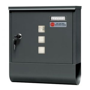 WOLTU Boîte aux Lettres, Boîte Postale avec Porte-Journaux, Fenêtre Transparente, Porte-Nom, Boîte aux Lettres Murale Verrouillable avec 2 Clés, Moderne, Anthracite, 30,5x9x33,5cm (WOLTU GmbH, neuf)