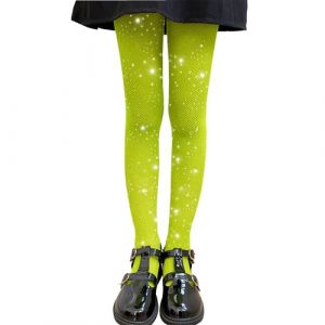 LOLANTA 2-Pack Collants Résille Filles, Collants Strass Étincelants pour Enfants Bas de Concours de Danse, Vert scintillant, 8-13 ans, XL (LOLANTA, neuf)