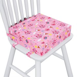 Capslpad Coussin rehausseur pour table de salle &agrave; manger avec 3 sangles r&eacute;glables, imperm&eacute;able, &eacute;pais, motif dessin anim&eacute;, amovible, lavable, soutien solide, coussin de chaise rehausseur portable rose (Capslpad, neuf)