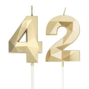 Bougies d'anniversaire chiffres 42, bougies 3D dor&eacute;es pour g&acirc;teau d&eacute;coration anniversaire, bougies chiffres anniversaire, bougies d'anniversaire pour enfants pour f&ecirc;tes, mariages, f&ecirc;tes d'entreprise (ShenZhenSanHe, neuf)