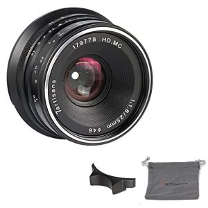 7Artisans 25 mm F1.8 Manuel APS-C Objectif Fixe pour Appareil Photo Fuji X-A1 X-a10 X-A2, X-a3 X-at X-M1 XM2 X-T1 X-T10 X-t2 X-t20 X-Pro1 X-pro2 X-E1 X-E2 X-e2s-black (7-artisans Official Store, neuf)