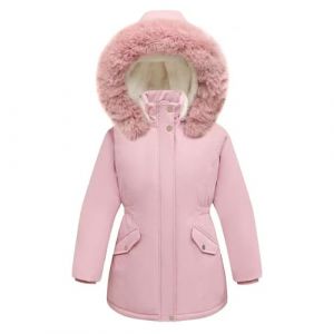 Manteau Enfant Fille Capuche Coupe-Vent Chaude Manteau Manche Longue Doux Automne-Hiver Doudoune Zippée Légère Décontracté Blouson Vacances Sport Enfant Fille Vêtements D'extérieur(Pink,11-12 ans) (yiTuIsI, neuf)