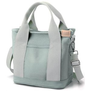 Halemet Petit sac fourre-tout avec fermeture &eacute;clair pour femme - sac &agrave; bandouli&egrave;re en toile - sac cartable - sac besace (QQBAIHUO, neuf)