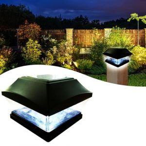 XVZ Lampe Solaire Chapeau Poteau Bois - Lampes solaires d'extérieur étanches - Lampes solaires LED - Décoration de jardin pour jardin, terrasse, clôture, poteaux en bois - Noir (Teesa-eur, neuf)