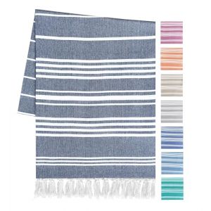 Artexia Serviette De Plage en Coton Drap De Plage Couverture Pique Nique Natte De Plage Plaid en Coton Serviette De Bain Fouta Plage Serviette De Plage XXL (Marine) (Artexia Collection, neuf)