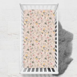 Odot Drap Housse pour Lit de B&eacute;b&eacute;, Impression de Fleurs Draps Housses Enfants Respirant Douce Extensible Prot&egrave;ge Matelas pour Lit B&eacute;b&eacute;, Berceau, Lit Parapluie (Chameau,45x90 cm) (Odot, neuf)