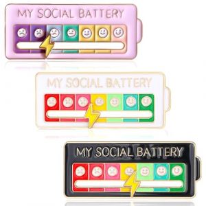 LOMSUXA Lot De 3 Broches Amusantes Pour L'Humeur Sociale Pendant 7 Jours, Aiguilles D'Humeur Interactives, Batterie Sociale, Insigne D'Anxi&eacute;T&eacute; Humeur Exprimant L'&eacute;Pingle&eacute;Mail (SHUFANG UK SHOP, neuf)