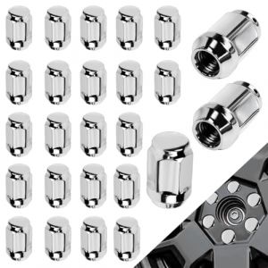 Huucozn Lot de 25 &Eacute;crous de Roue Coniques ferm&eacute;s M12 x 1,5 Chrom&eacute;s &agrave; Bout Ferm&eacute; Ecrous De Roue Hex Remplacement Pour Montage Jantes Aluminium et Acier, Compatible avec Ford Toyota Hyundai Kia Mazda (NOISY ADRENALINE, UNIPESSOAL LDA, neuf)