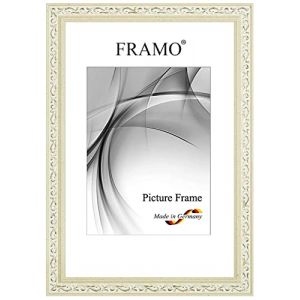 FRAMO Cadre photo baroque 39 x 49 cm en bois massif | Crème-Blanc d'or | Couleur/taille sélectionnable | Cadre antique vintage rétro N°092 (Framecenter24_online, neuf)