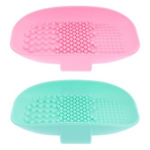 Angoily Lot de 2 Coussinets Nettoyants en Silicone pour Pinceaux de Maquillage Tapis de Rin&ccedil;age Bleu et Rose Accessoire Pratique et L&eacute;ger pour Nettoyage Rapide Outils de Beaut&eacute; (Ceoning, neuf)
