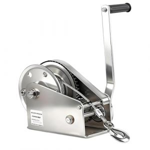 Treuil Manuel pour Remorque de Bateau, 1200lbs Treuil Manuel &agrave; Cliquet avec Frein et Manivelle, Acier Inoxydable Treuil Manuel &agrave; Corde pour Traction, C&acirc;ble de 10m, Charge Maximale de 500 kg (TianTian Liu88, neuf)