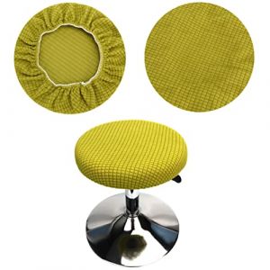 HuaLiSiJi Housse de tabouret ronde - 30 &agrave; 40 cm - Housse &eacute;lastique - Lavable - Facile d'entretien - Douce et durable - Pour pouf rond ou carr&eacute; (1 pi&egrave;ce verte) (HuaLiSiJi, neuf)