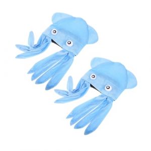 LIFKOME Lot de 2 Chapeaux Pieuvre Originaux Bleus en Tissu Doux pour Gar&ccedil;ons, Filles et Adultes, Couvre-chefs Amusants pour F&ecirc;te, D&eacute;guisement Halloween et Anniversaires, Accessoires (Yaeerang, neuf)