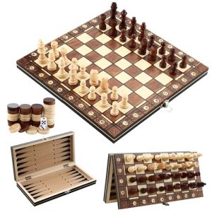 Jeu D'echecs Magnétique en Bois, Jeu echec 3 en 1, Pliable Portable Ensemble D'échiquier (29 cm x 29 cm), Jeu d'echec pour Enfants,Jeux d'échec Un Excellent Compagnon de Voyage. (RETROSI FRANCESCO, neuf)