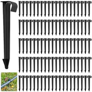TTYSHIP&reg; 100 Pi&egrave;ces Piquets de Support de Tuyau D'irrigation, Support de Tuyau Fixation au Sol pour Piquets en PE pour Tuyau Arrosage Irrigation Jardin (Diam&egrave;tre 16mm, Longueur 11,2cm) (TTYSHIP, neuf)