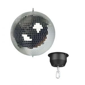 Set boule disco à facettes Ø 30 cm + moteur 4W, boule rotative en verre facetté réfléchissant, 1,8-2,5 tpm, charge 5 kg, système de suspension sécurisé pour montage au plafond, accessoire pour piste (VGBrandShop, neuf)