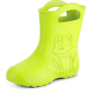 Ladeheid bottes de pluie femme ultra l&eacute;g&egrave;res en EVA imperm&eacute;ables semelle antid&eacute;rapante poign&eacute;es faciles motif grenouille LA-CA-09 (Citron Vert, 40/41 EU) (Hisert, neuf)