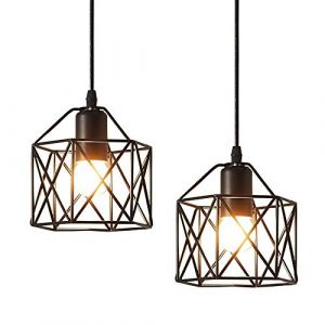 2 pièces E27 Retro Métal Plafonnier Suspensions Luminaire Lustre Industriel Vintage Style Noir Créatif Metal Suspensions Luminaire cage Eclairage Lampe Plafonnier Luminaire Grenier café salon (C) (Geste shop, neuf)