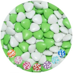 EinsSein 1kg Dragees mariage au chocolat cœur Mix médium blanc-vert clair brillant dragées baptême communion amandes feter et recevoir fêter de fete couleur pas cher aux bombe tag voir mes etui (Shopingeneur, neuf)