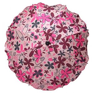 Parasol universel pour poussette et poussette de sport, parapluie avec support universel, protection UV 50+, protection solaire (fleurs roses) (Babylandia, neuf)