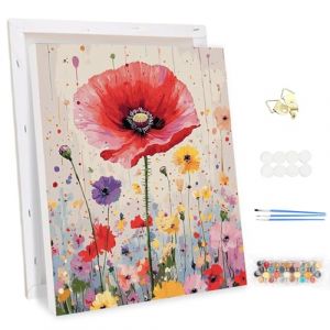 MEIYUDA Peinture par num&eacute;ros pour adultes avec cadre fleurs, kit de peinture &agrave; l'huile num&eacute;rique sur toile, kit de bricolage, art pour d&eacute;coration de la maison, cadeau 30 x 40 cm (JINBEIKANG, neuf)
