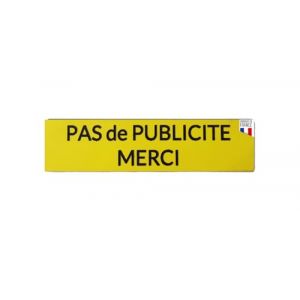Plaque "Pas de Publicit&eacute; Merci" &ndash; Plaquette Adhesive pas de pub en Acrylique 80x20x1.5 mm &ndash; Fabrication Fran&ccedil;aise &ndash; Adh&eacute;sif 3M Ultra R&eacute;sistant &ndash; Stop Pub pour Bo&icirc;te aux Lettres et Porte (Jaune) (Atelier des Arts Num&eacute;riques, neuf)