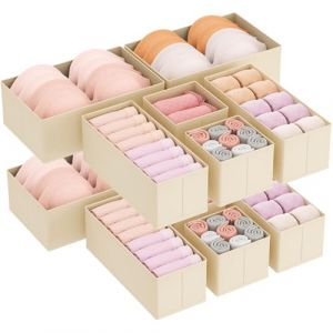 Lifewit Lot de 12 Organisateur Tiroir, Boite Rangement Vetement Pliable, Separateur Tiroirs en tissu, Rangement Sous Vetement, Panier Rangement Armoire pour Chaussettes, Cravates, Ceintures, Khaki (Lifewit Home FR, neuf)
