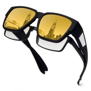 Face Shadow Lunettes Jaune Conduite de Nuit Polaris&eacute;es, Surlunettes Conduite de Nuit pour Homme et Femme, Ultra L&eacute;ger Lunette anti Eblouissement de Vision Nocturne (Wellworths Store, neuf)