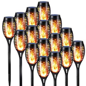 NEXVIN Lumières Flamme Solaire Exterieure 16 Pack Etanche Lampe Torche Solaire, Lampe Solaire Flamme Vacillante pour Décor, Jardin, Patio, Chemins, Pelouse (Geemoo, neuf)