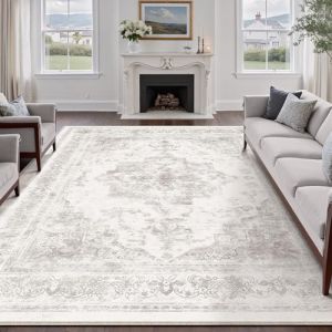 HUGEAR Gris Tapis De Salon Lavable en Machine Tapis Chambre Adulte Grand Tapis Salon 180x270cm Doux Vintage Descente de Lit Antid&eacute;Rapant Decoration Chambrel Manger (RONGBEN, neuf)