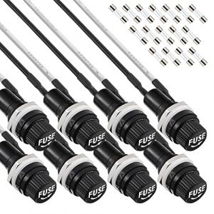 EPLZON 5x20mm noir bouchon &agrave; vis porte - fusible 250 vac 10 a 125 vac 15 a avec fil pr&eacute; - soud&eacute; et kit de fusible en verre &agrave; fusion rapide 10A / 15A (EPLZON, neuf)