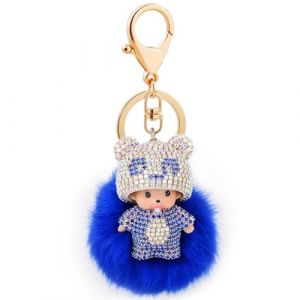 Kiki Monqiqi Porte-clés Porte-clés en peluche avec strass, Bleu (w3e3erqwrerqw, neuf)