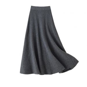 REHJJDFD Jupe parapluie en tricot taille haute pour femme - Jupe en laine d'automne et d'hiver - Gris fonc&eacute; - 9 XXL (alangstore, neuf)