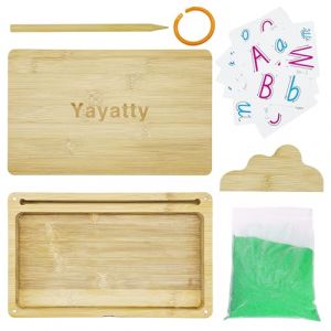 Yayatty Bac &agrave; papier en bois avec couvercle, sable vert, carte, stylo pour dessin, 25,4 x 16,0 cm (JiaMai Store, neuf)