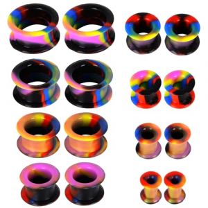 G&eacute;n&eacute;rique 16 Pi&egrave;ces &Eacute;carteur d Oreilles en Silicone, Silicone Tunnel Oreilles &Eacute;carteur Tunnels D'oreille en Silicon Tunnels Plugs 6-20mm &Eacute;carteur Tunnel Plugs Bijoux pour Homme Femme (Color&eacute; 2) (YUDA-, neuf)