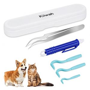 Kiiwah 5pcs Tire Tique, Pince à Tique de en Acier Inoxydable，Crochet Tiques en Plastique，Pince a Tique Anti Tique pour Chats, Chiens en Humains (Kiiwah, neuf)