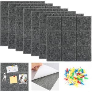 7 Pi&egrave;ces Tableaux en Li&egrave;ge, 30x30cmtableau d'Affichage en Feutre, Panneau de Li&egrave;ge Autocollant avec 50 Punaises, Noir Tableau Affichage Mural pour Bureaux, &Eacute;coles, Cuisines (Noir Clair) (Shanchendz, neuf)