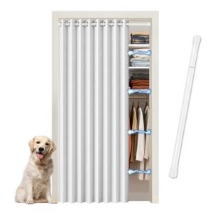 JCyh Rideau de Porte Accordéon Occultant Magnétique - Rideau de Séparation de Pièce Pliable avec Tringle Télescopique Incluse - pour Dressing, Cuisine et Porte Intérieure, Blanc (JCYH, neuf)