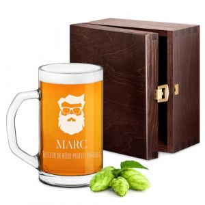 Maverton Chope &agrave; Bi&egrave;re Grav&eacute;e - 640ml Verre a Biere avec Anse - pour Amateur de Bi&egrave;re - Cadeau Anniversaire Homme - Idee Cadeau Homme - Verre personnalisable pour lui - Testeur (MAVERTON, neuf)