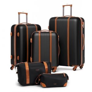 FERG&Eacute; Valises Ensemble de valises Coque rigide 3 pi&egrave;ces Milano Set de trolleys - Bagage &agrave; main 55 cm, L et XL Ensemble de 3 valises &agrave; coque rigide Valise &agrave; roulettes 4 roulettes 100% ABS, Noir , 5er (myBagFactory - maroquinerie & bagage, neuf)